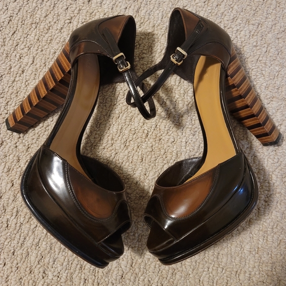 Hoss Intropia brown leather platform sandals - Picture 4 of 8